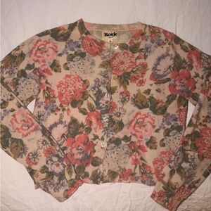 Rouje Floral Knit Cardigan in Cream, Coral, Olive, Lavender